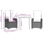 vidaXL Ensemble à manger de jardin et coussins 3 Pièces Beige poly rotin