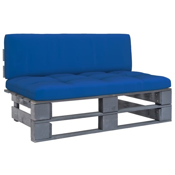 vidaXL Canapé central palette de jardin Gris Bois de pin imprégné