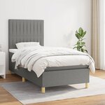 vidaXL Sommier à lattes de lit avec matelas Gris foncé 90x200 cm Tissu