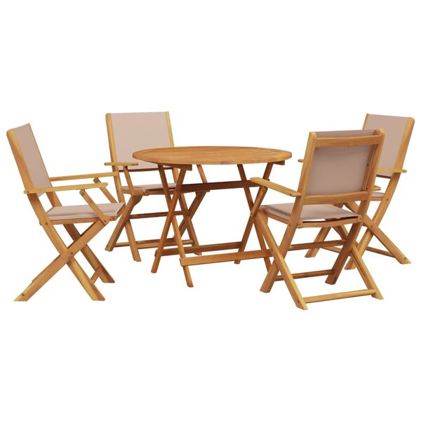 vidaXL Ensemble à manger de jardin 5 Pièces taupe tissu et bois massif