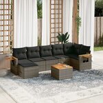 vidaXL Salon de jardin 8 Pièces avec coussins gris résine tressée