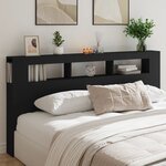 vidaXL Tête de lit à LED noir 200x18 5x103 5 cm bois d'ingénierie