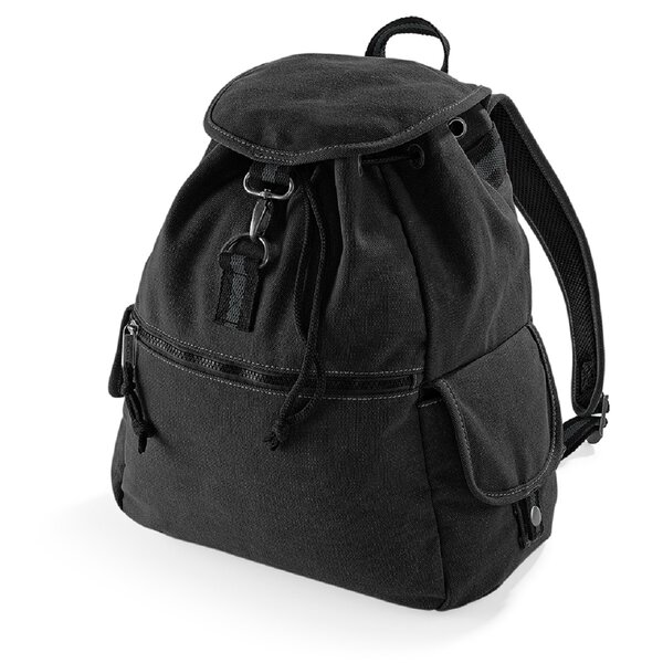 Sac à dos toile - look usé style vintage - noir - QD612 - mixte homme / femme