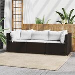 vidaXL Salon de jardin 3 Pièces avec coussins marron résine tressée