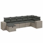 vidaXL Salon de jardin avec coussins 7 Pièces gris résine tressée