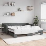 vidaXL Lit de jour avec gigogne et matelas gris foncé 100x200 cm tissu
