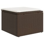 vidaXL Tabouret de jardin avec coussin brun 55x55x37 cm résine tressée