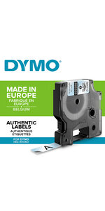 DYMO Rhino - Étiquettes Industrielles Polyester Permanent 12mm x 5.5m - Noir sur Transparent