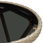 vidaXL Table à thé Beige 60 cm Résine tressée et verre trempé