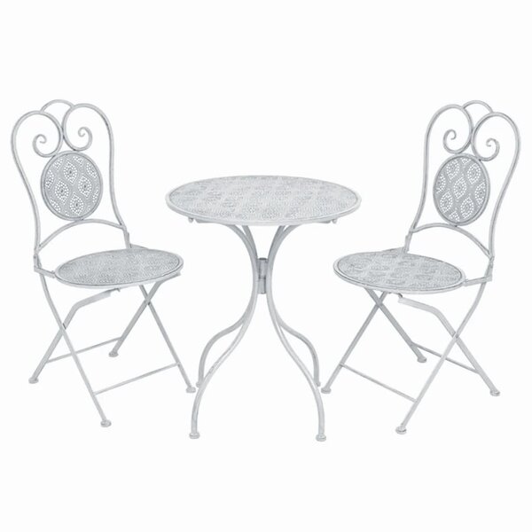 vidaXL Ensemble de bistro 3 Pièces acier blanc grisâtre