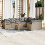vidaXL Salon de jardin et coussins 10 Pièces mélange beige résine tressée
