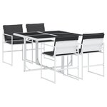 vidaXL Ensemble à manger de jardin avec coussins 5 Pièces blanc textilène