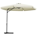 vidaXL Parasol d'extérieur avec mât en acier 300 cm Blanc sable