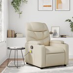 vidaXL Fauteuil inclinable de massage Crème Similicuir