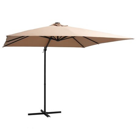 vidaXL Parasol déporté avec LED et mât en acier 250x250 cm Taupe