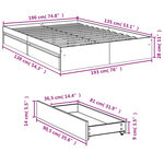 vidaXL Cadre de lit avec tiroirs sans matelas chêne sonoma 135x190 cm