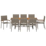 Set de salle à manger de jardin vidaXL 9 pièces gris poly rattan