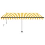 vidaXL Auvent manuel rétractable avec LED 450x300 cm Jaune et blanc