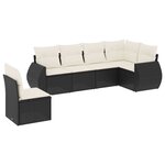 vidaXL Salon de jardin 6 Pièces avec coussins noir résine tressée