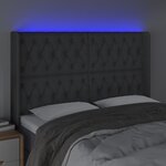 vidaXL Tête de lit à LED Gris foncé 163x16x118/128 cm Tissu