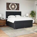 vidaXL Sommier à lattes de lit avec matelas Noir 180x200 cm Similicuir