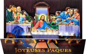 Carte DÉPLIANTE Pop-up 3D Joyeuses PÂQUES -Enveloppe Blanche 12x17 5cm