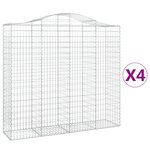 vidaXL Paniers à gabions arqués 4 Pièces 200x50x180/200 cm Fer galvanisé