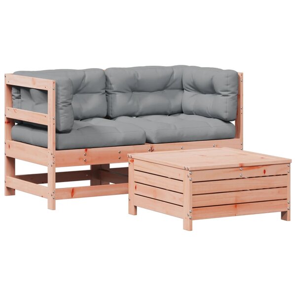 vidaXL Salon de jardin 3 Pièces avec coussins bois massif douglas
