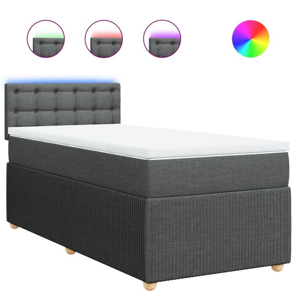 vidaXL Sommier à lattes de lit et matelas Gris foncé 90x190 cm Tissu