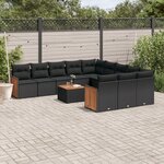 vidaXL Salon de jardin 12 Pièces avec coussins noir résine tressée