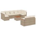 vidaXL Salon de jardin avec coussins 10 Pièces beige résine tressée