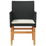 vidaXL Chaises de jardin coussins lot de 2 noir résine tressée et bois