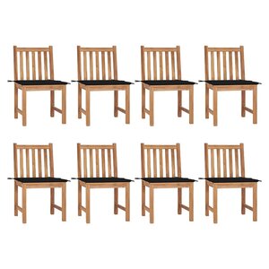 vidaXL Chaises de jardin lot de 8 avec coussins Bois de teck massif