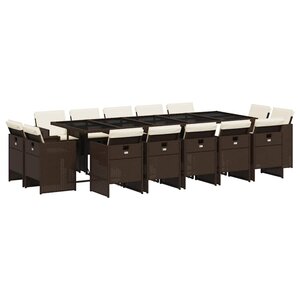 vidaXL Ensemble à manger de jardin avec coussins 15 Pièces marron rotin