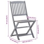 vidaXL Chaises pliables d'extérieur lot de 8 et coussins Bois d'acacia
