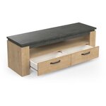 Meuble TV AUSTIN - Taille écran max 55' (140 cm) - chêne Hamilton et Sidewalk - 140 x 42 x 47 cm