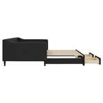 vidaXL Lit de jour avec gigogne et tiroirs noir 100x200 cm tissu
