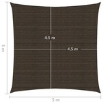 vidaXL Voile d'ombrage 160 g/m² Marron 5x5 m PEHD