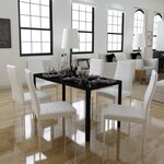 vidaXL Ensemble de table à manger sept pièces noir et blanc