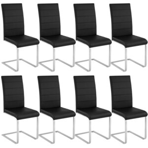 Lot de 8 chaises pieds acier siège de salon cuisine salle à manger design carré élégant noir 08_0000090