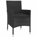 vidaXL Ensemble de bistro de jardin 3 Pièces coussins noir poly rotin