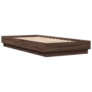 vidaXL Cadre de lit chêne marron 100x200 cm bois d'ingénierie