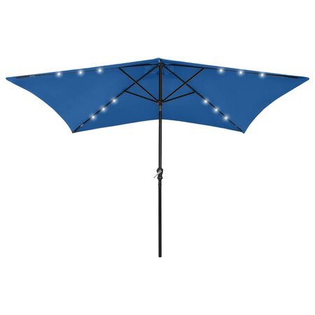 vidaXL Parasol avec LED et mât en acier Bleu azuré 2x3 m