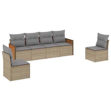 vidaXL Salon de jardin avec coussins 6 Pièces beige résine tressée