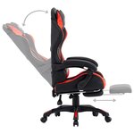 Chaise fauteuil siège pivotante de bureau informatique étude de jeux vidéo et repose-pied et similicuir rouge 02_0024225