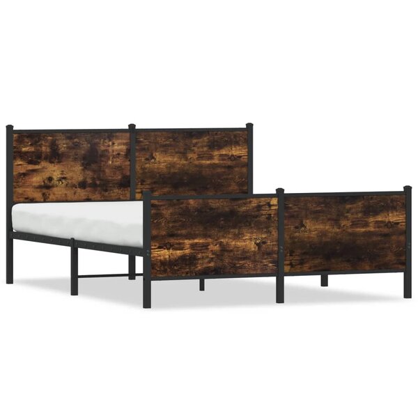 vidaXL Cadre de lit en métal sans matelas chêne fumé 140x200 cm