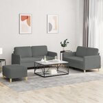vidaXL Ensemble de canapés 3 Pièces avec coussins Gris foncé Tissu