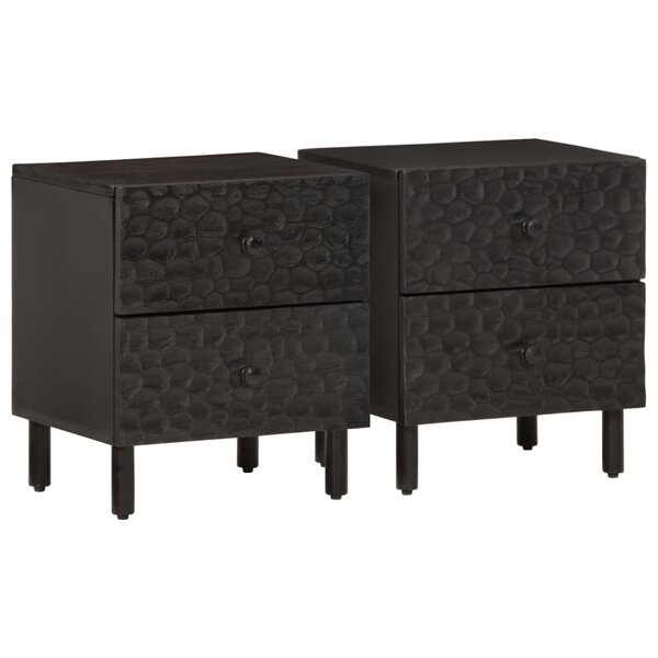 vidaXL Tables de chevet 2 Pièces noir 40x33x46 cm bois de manguier solide