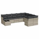 vidaXL Salon de jardin avec coussins 10 Pièces gris clair résine tressée
