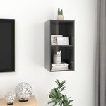vidaXL Meuble TV mural Gris brillant 37x37x72 cm Bois d’ingénierie